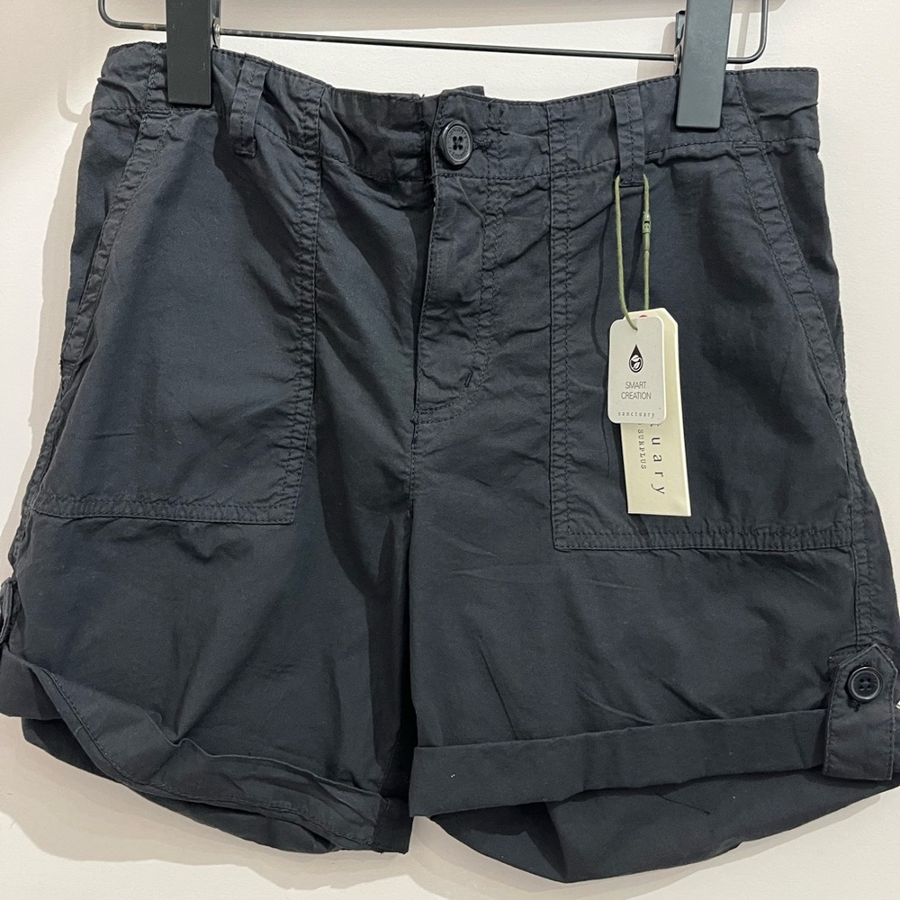 Sanctuary Black Cargo Shorts with Rolled Hems